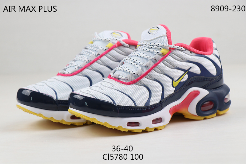 2020 Women Nike Air Max PLUS TN White Blue Red Yellow Shoes - Click Image to Close